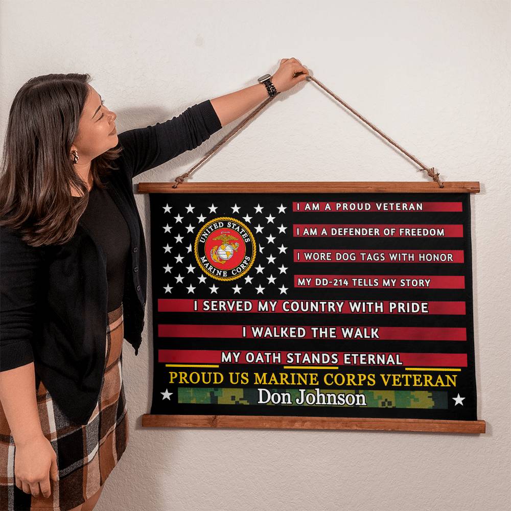 Personalized-U.S. Military Veteran Tribute-Wood Framed Wall Tapestry