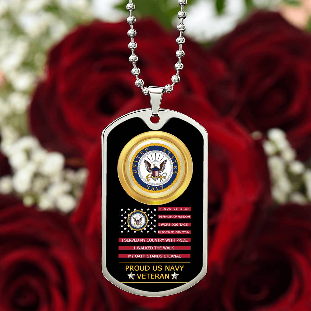 Proud US Navy Veteran-Luxury Graphic Dog Tag Necklace