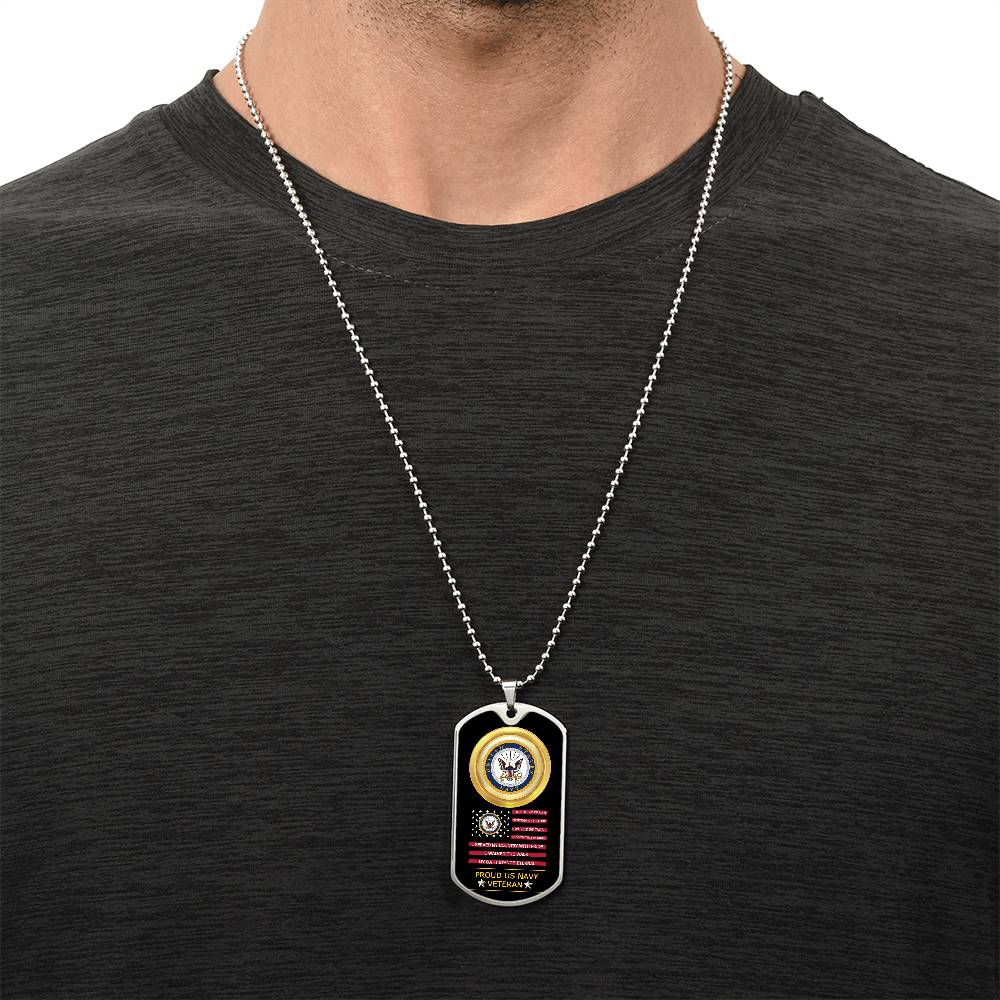 Proud US Navy Veteran-Luxury Graphic Dog Tag Necklace