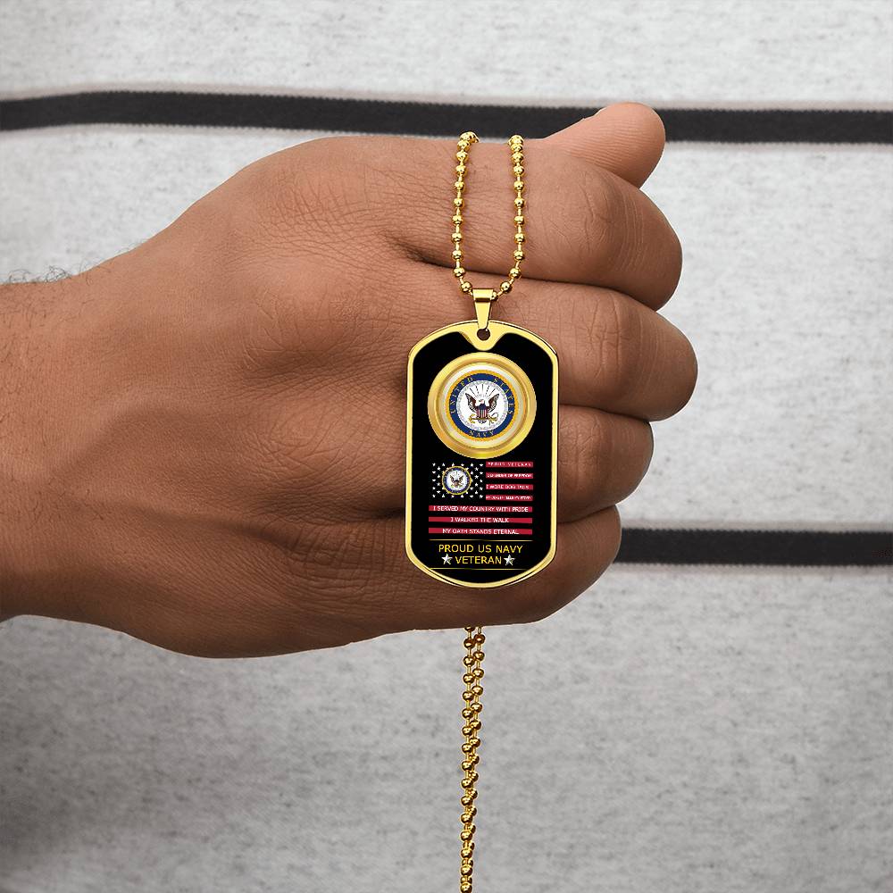 Proud US Navy Veteran-Luxury Graphic Dog Tag Necklace