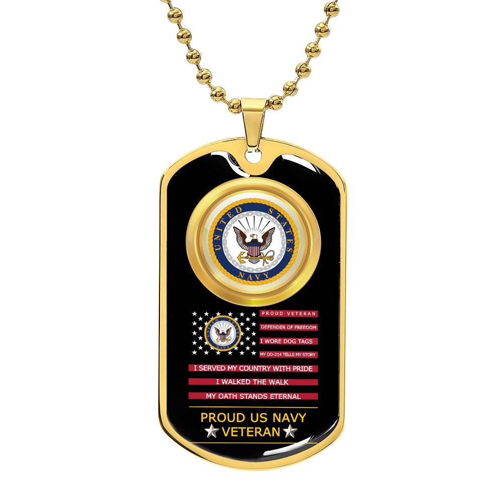 Proud US Navy Veteran-Luxury Graphic Dog Tag Necklace