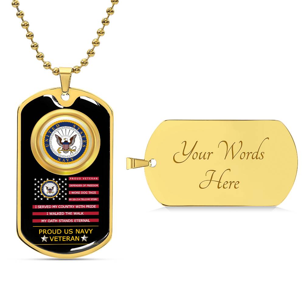 Proud US Navy Veteran-Luxury Graphic Dog Tag Necklace