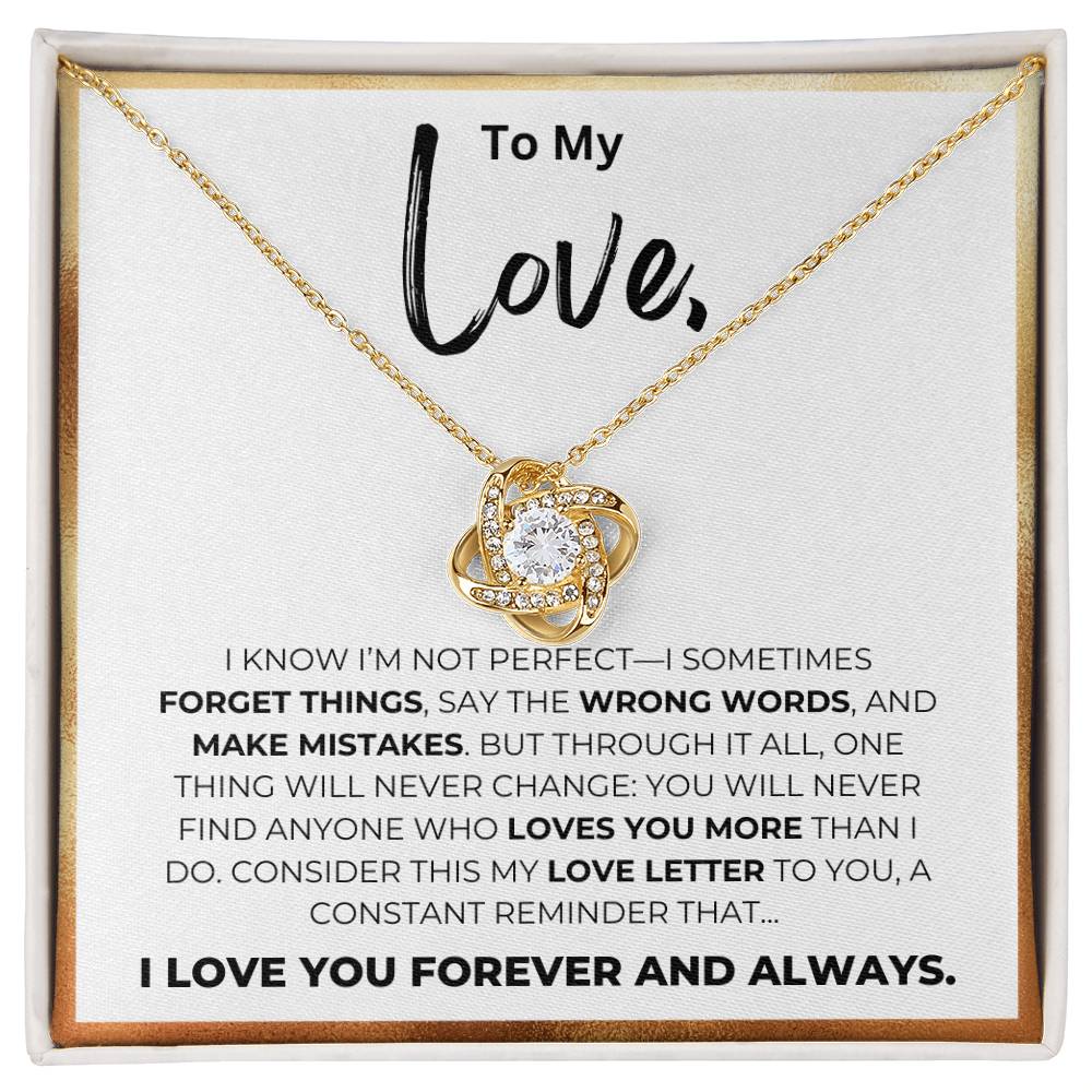 To My Love-Who Loves You More-Love Knot Necklace-Price Includes Free Shipping
