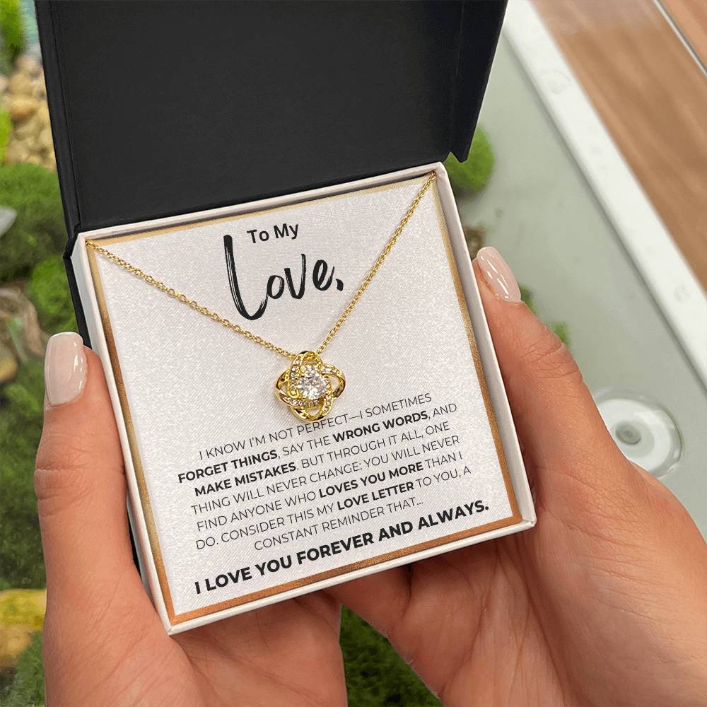 To My Love-Who Loves You More-Love Knot Necklace-Price Includes Free Shipping