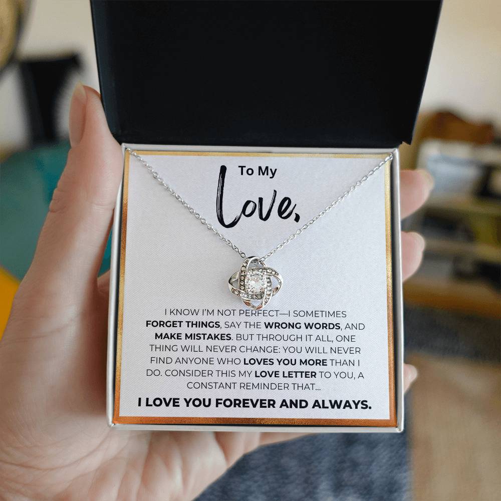To My Love-Who Loves You More-Love Knot Necklace-Price Includes Free Shipping
