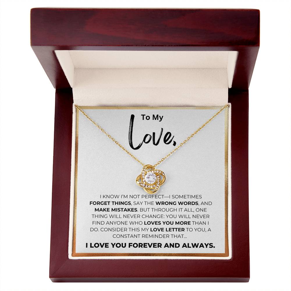 To My Love-Who Loves You More-Love Knot Necklace-Price Includes Free Shipping