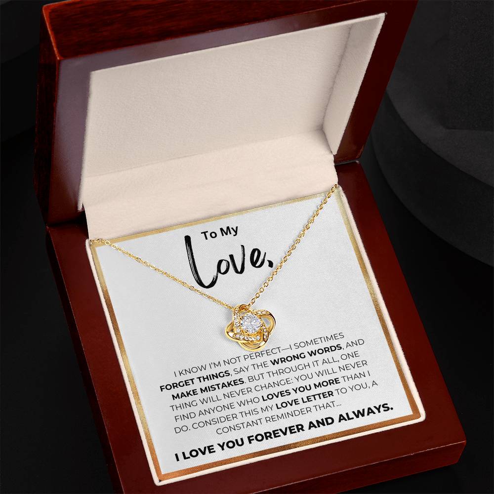 To My Love-Who Loves You More-Love Knot Necklace-Price Includes Free Shipping