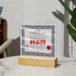 MOM - Certificate Of World's Greatest MOM - Decorative Acrylic Plaque