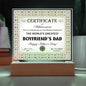 Boyfriend's Dad-Certificate Of Achievement-Decorative Acrylic Plaque