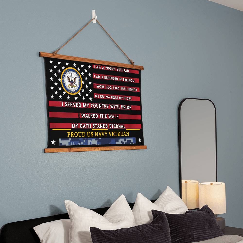 Personalized-U.S. Military Veteran Tribute-Wood Framed Wall Tapestry