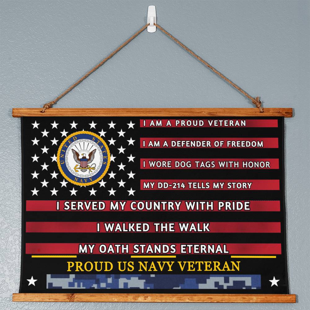 Personalized-U.S. Military Veteran Tribute-Wood Framed Wall Tapestry