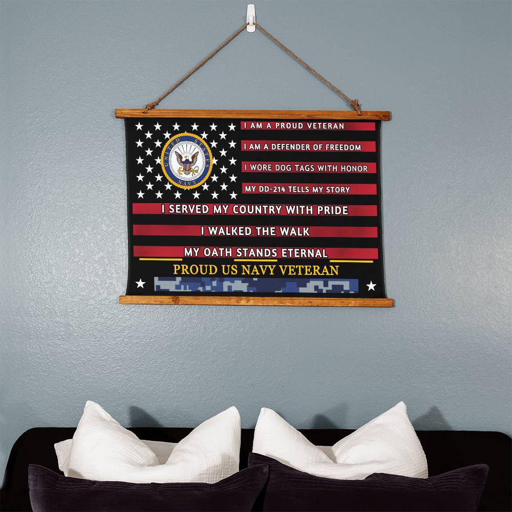 Personalized-U.S. Military Veteran Tribute-Wood Framed Wall Tapestry