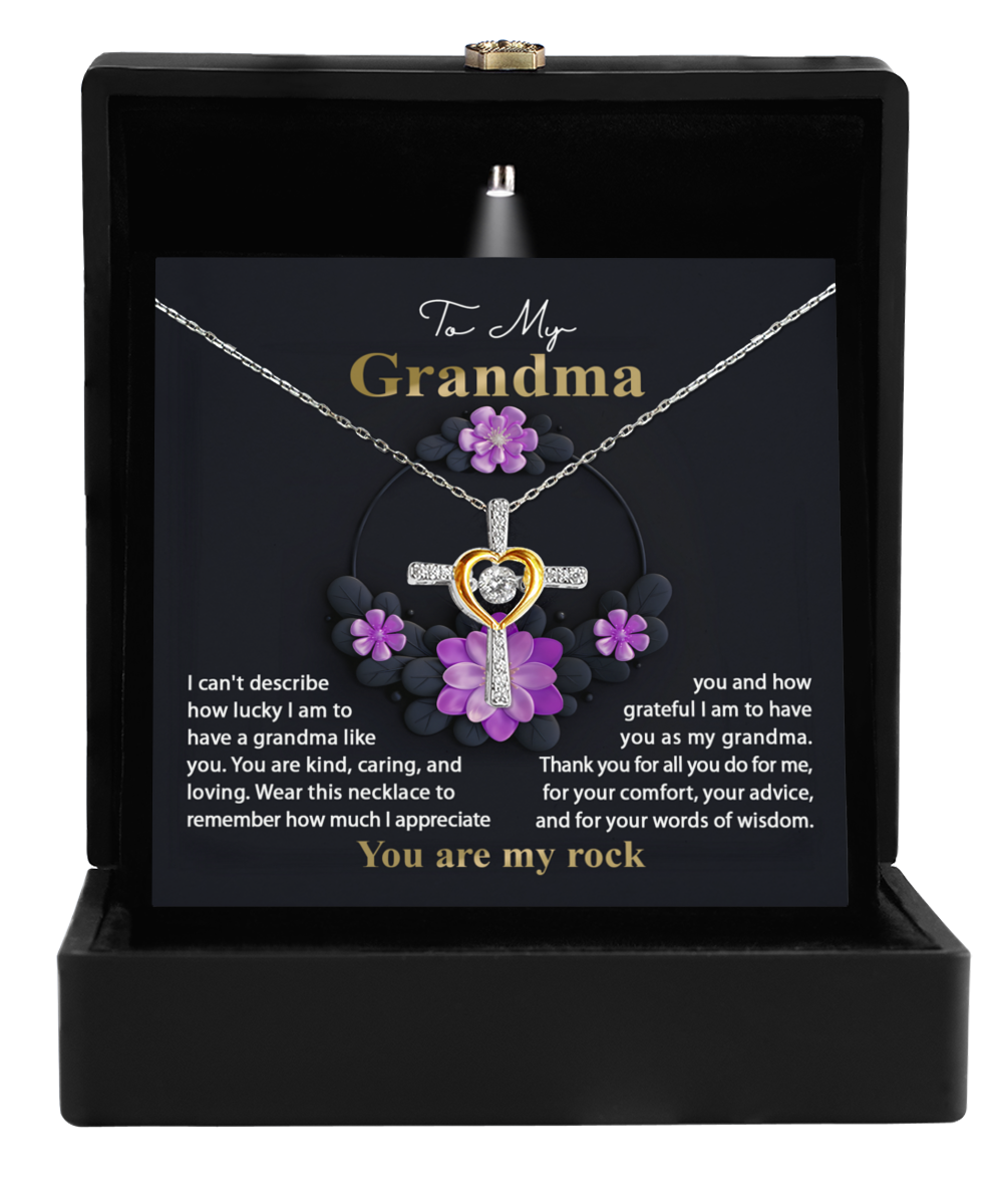 Gift For Grandma-You are My Rock-Cross Necklace
