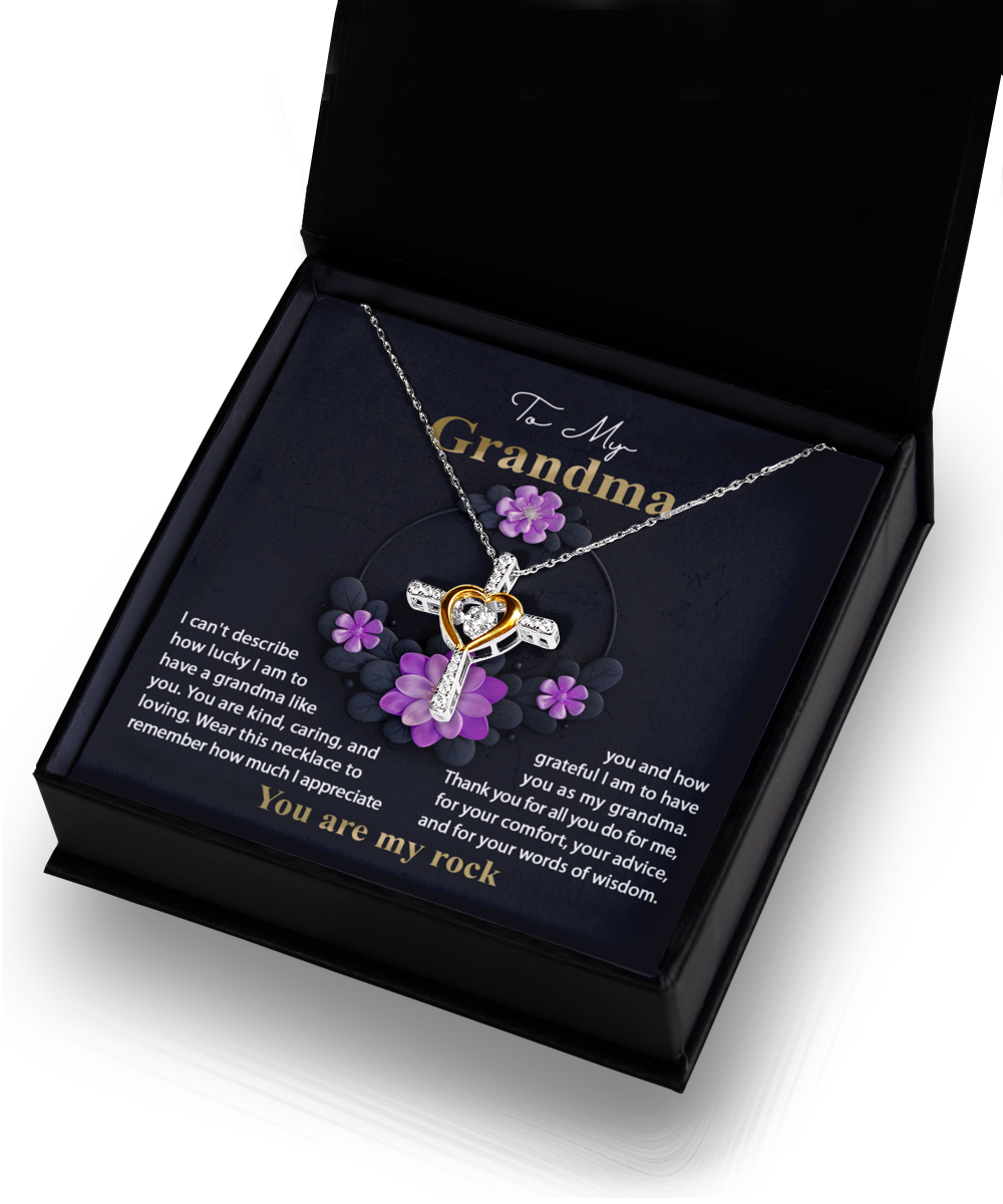 Gift For Grandma-You are My Rock-Cross Necklace