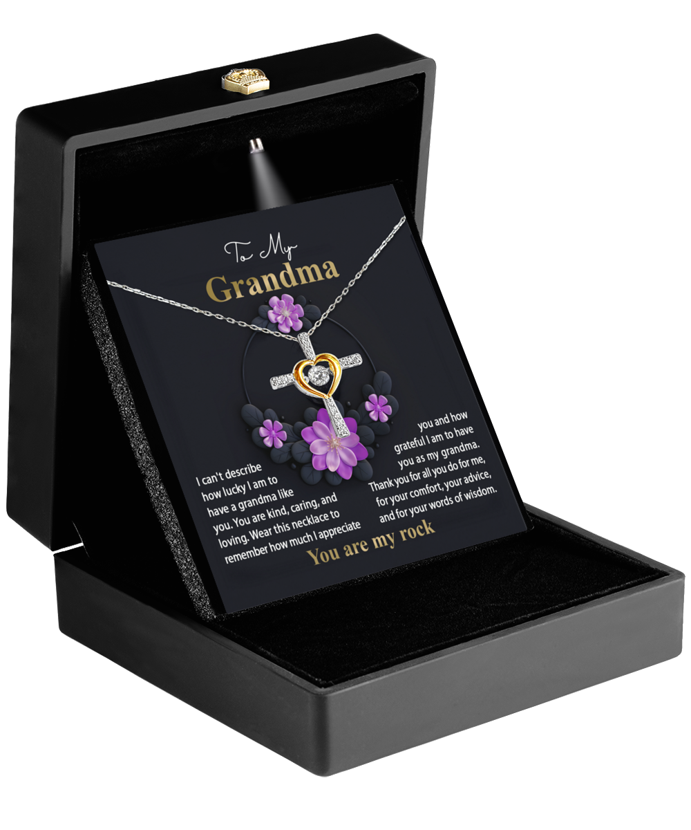 Gift For Grandma-You are My Rock-Cross Necklace