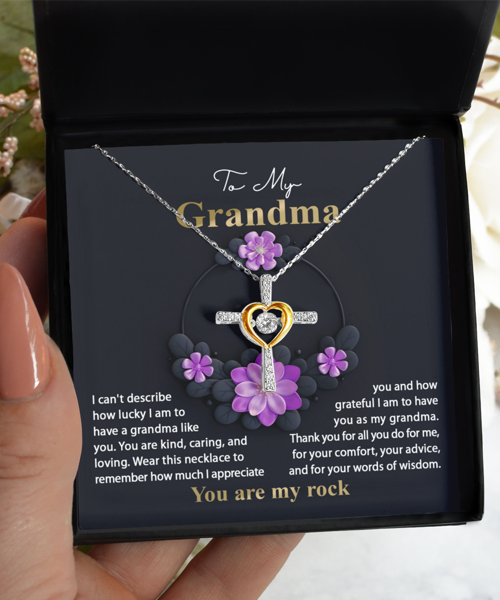 Gift For Grandma-You are My Rock-Cross Necklace