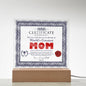 MOM - Certificate Of World's Greatest MOM - Decorative Acrylic Plaque