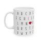 Alphabet I Love You-Ceramic Mug, (11oz, 15oz)