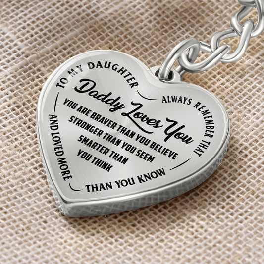 To My Daughter-Daddy Loves You-Heart Keychain