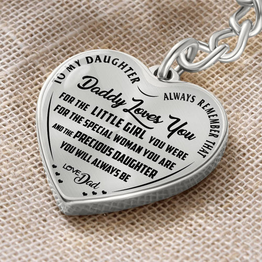 To My Daughter-Precious Daughter-Heart Keychain