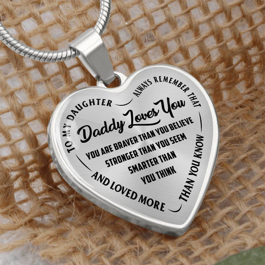 To My Daughter-Daddy Loves You-Heart Necklace-Price Includes Free Shipping