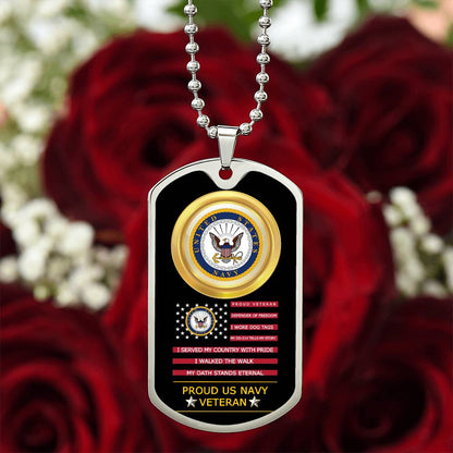 Proud US Navy Veteran-Luxury Graphic Dog Tag Necklace