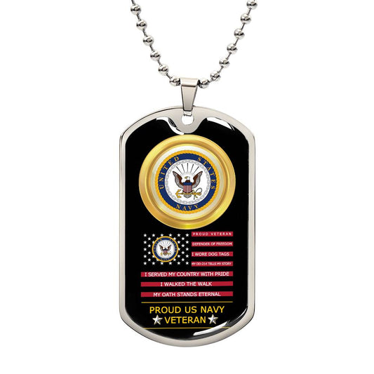 Proud US Navy Veteran-Luxury Graphic Dog Tag Necklace
