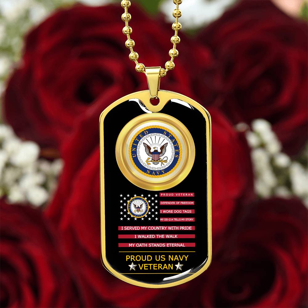 Proud US Navy Veteran-Luxury Graphic Dog Tag Necklace
