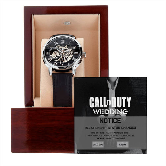 Best Man-Call to Duty-Men's Openwork Watch