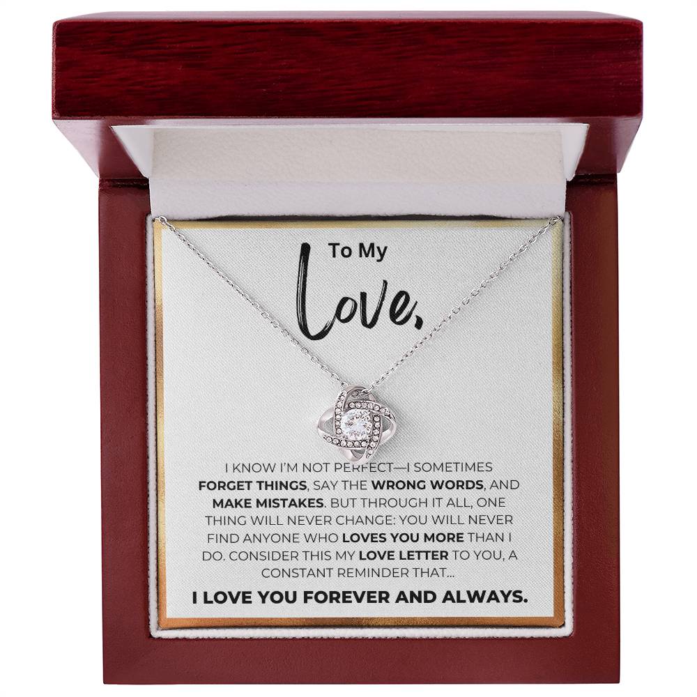 To My Love-Who Loves You More-Love Knot Necklace-Price Includes Free Shipping