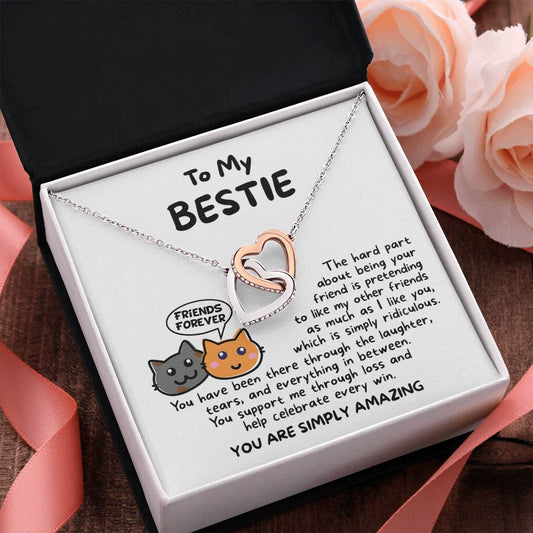 Best Friend - You Support Me - Interlocking Hearts Necklace