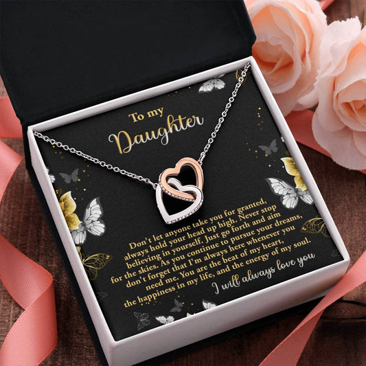 Daughter - Continue To Pursue Your Dreams - Interlocking Hearts Necklace