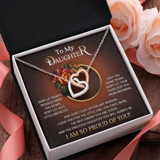 Daughter - Don't Give Up - Interlocking Hearts Necklace