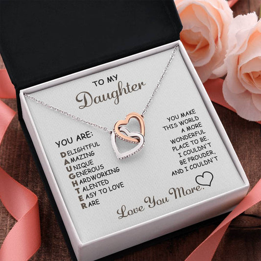 Daughter - Love You More - Interlocking Hearts Necklace