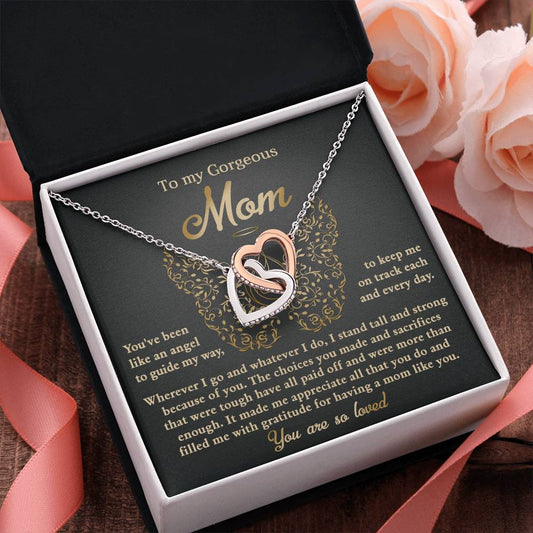 Mom - Like An Angel - Interlocking Hearts Necklace