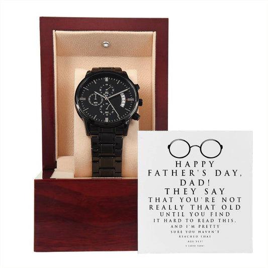 Dad-Hard To Read-Metal Chronograph Watch