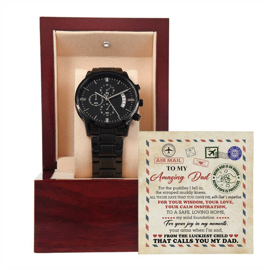 Dad-The Luckiest Child-Metal Chronograph Watch