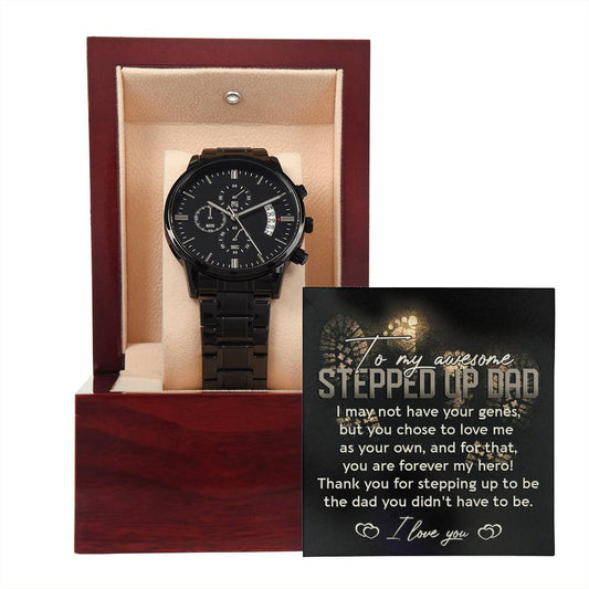 STEP DAD - Forever My Hero - Black Chronograph Watch