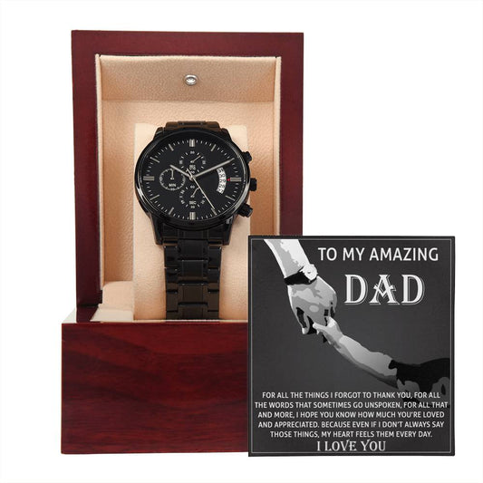 DAD - For All That And More - Black Chronograph watch