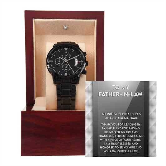 Father-In-Law - Honored To Be His Wife - Black Chronograph Watch