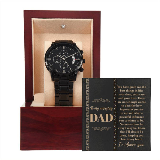 DAD -  Best Things In Life - Black Chronograph Watch