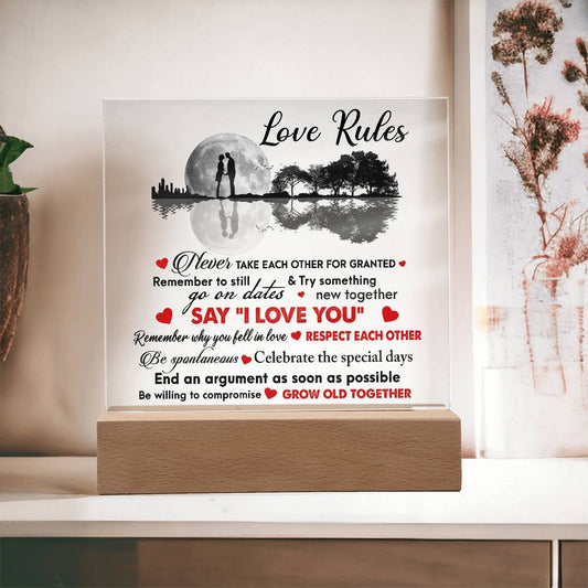 Love Rules-I Love You-Decorative Acrylic Plaque