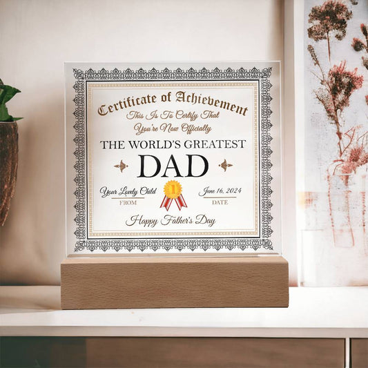 World's Greatest Dad Certificate-Decorative Acrylic Plaque