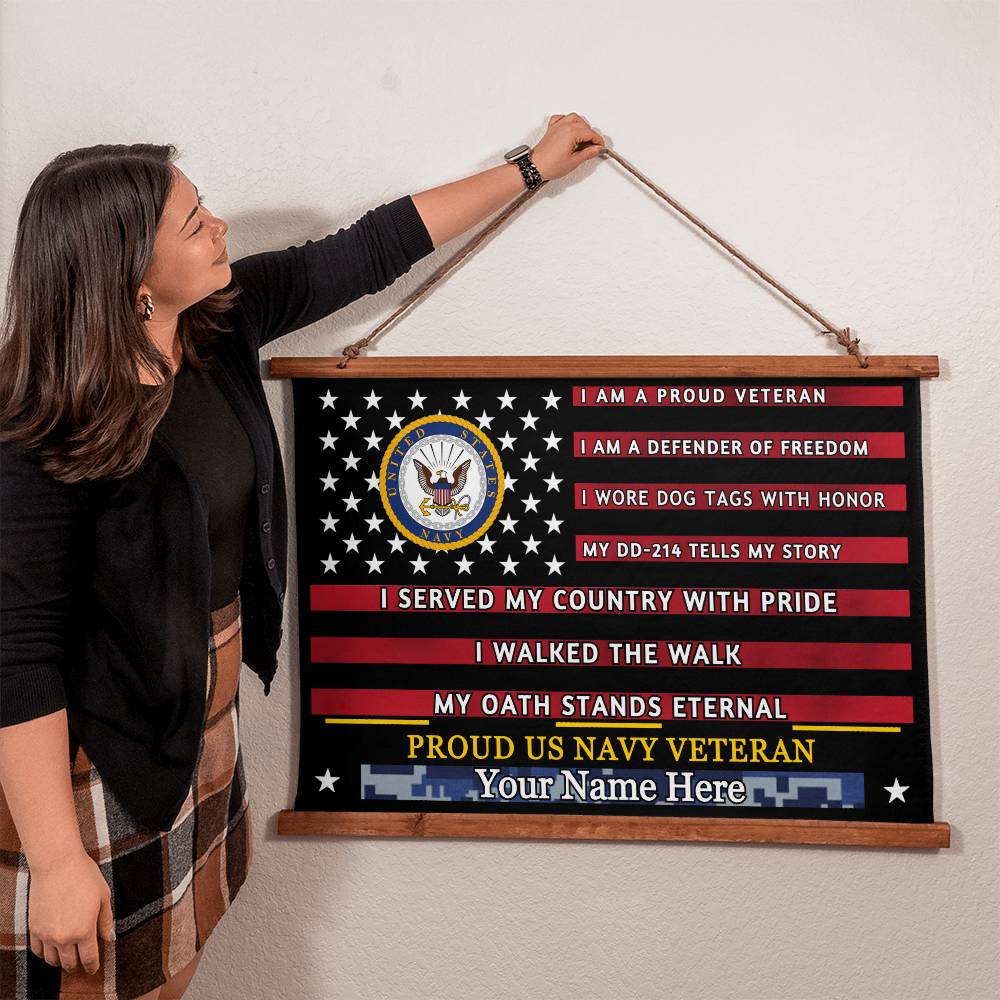 U.S. Military Veteran Tribute-Wood Framed Wall Tapestry