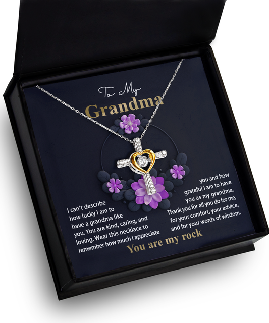 Gift For Grandma-You are My Rock-Cross Necklace