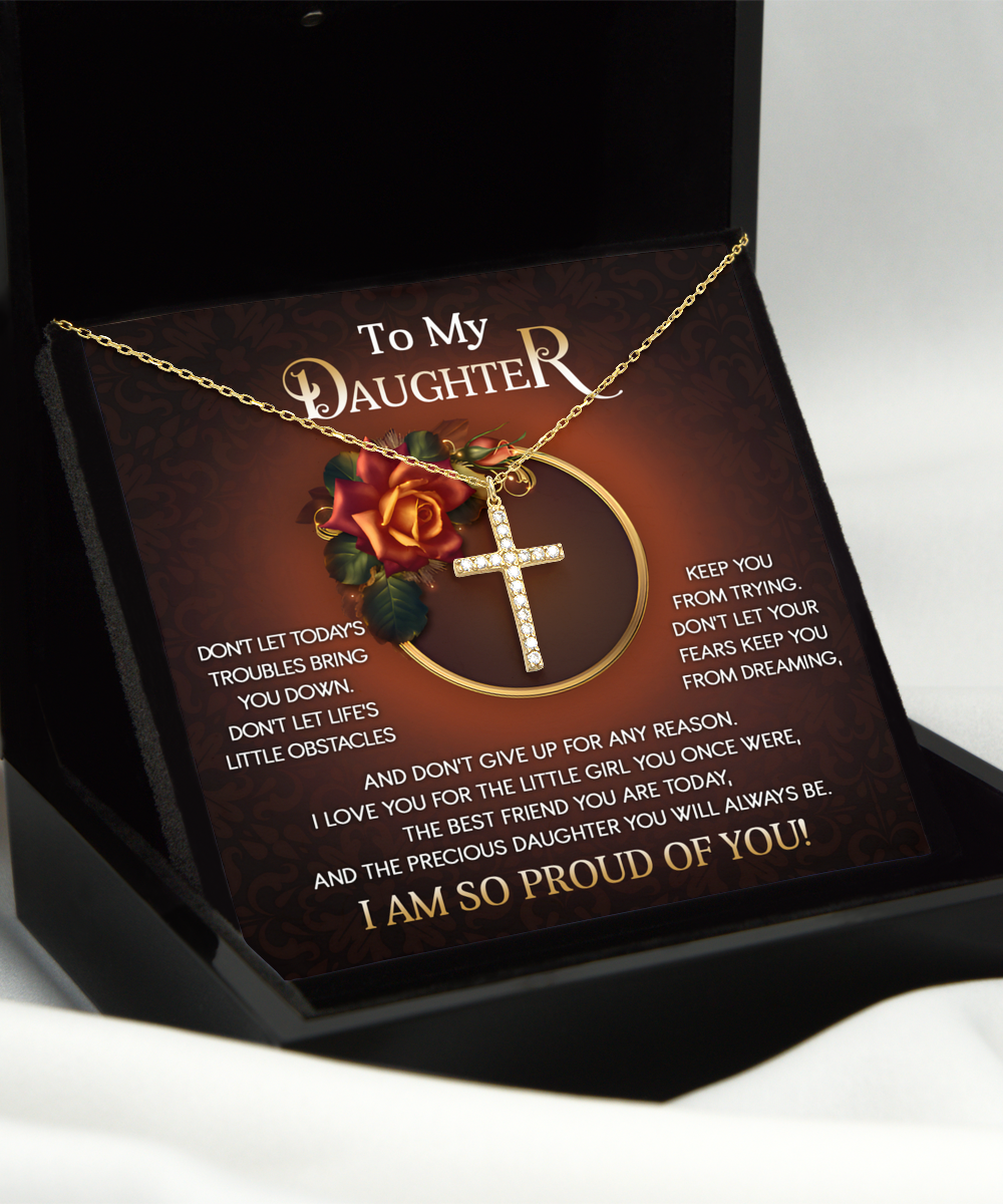 Gift For Daughter-Don't Let Your Fears Keep you From Dreaming-Gold Cross