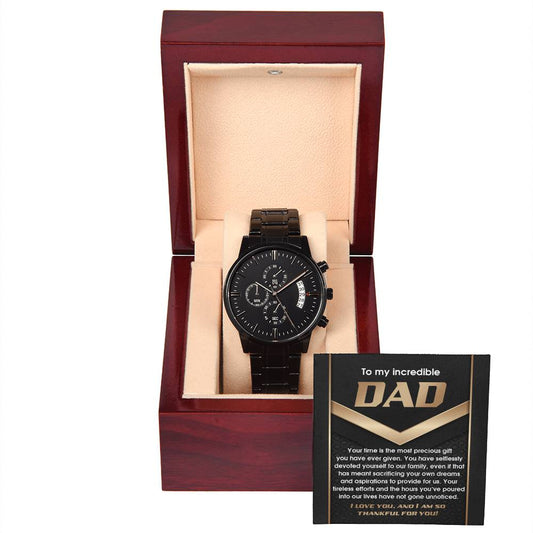 DAD -  Precious Gift -  Black Chronograph Watch