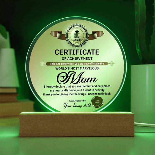 MOM -  Most Marvelous MOM - Decorative Acrylic Plaque